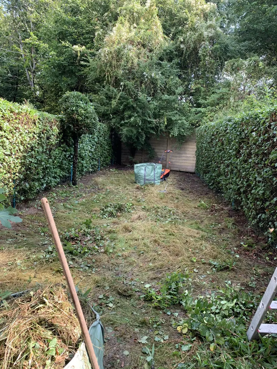 Tuin tijdens de onderhoudswerken